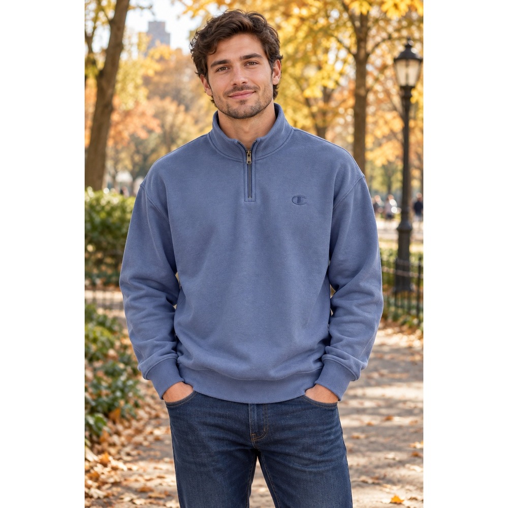 Champion Quarter Zip Men Small Blue NEW Fleece Pullover Sweatshirt CPM254TL06
